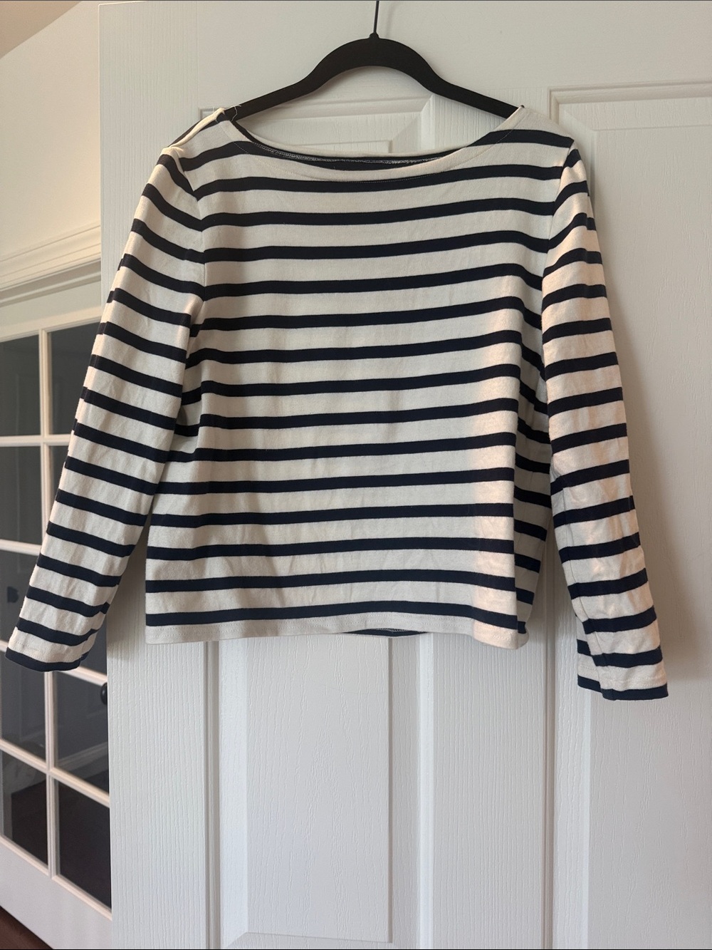 J.Crew Navy and White Striped Top